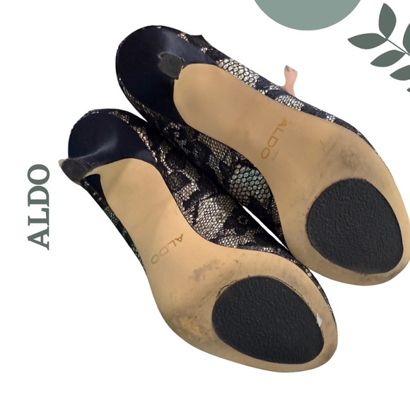 🛍️3/$40 ALDO Black Lace Overlay Pumps  Heels - Size 6 US / 36 EU - Picture 7 of 8